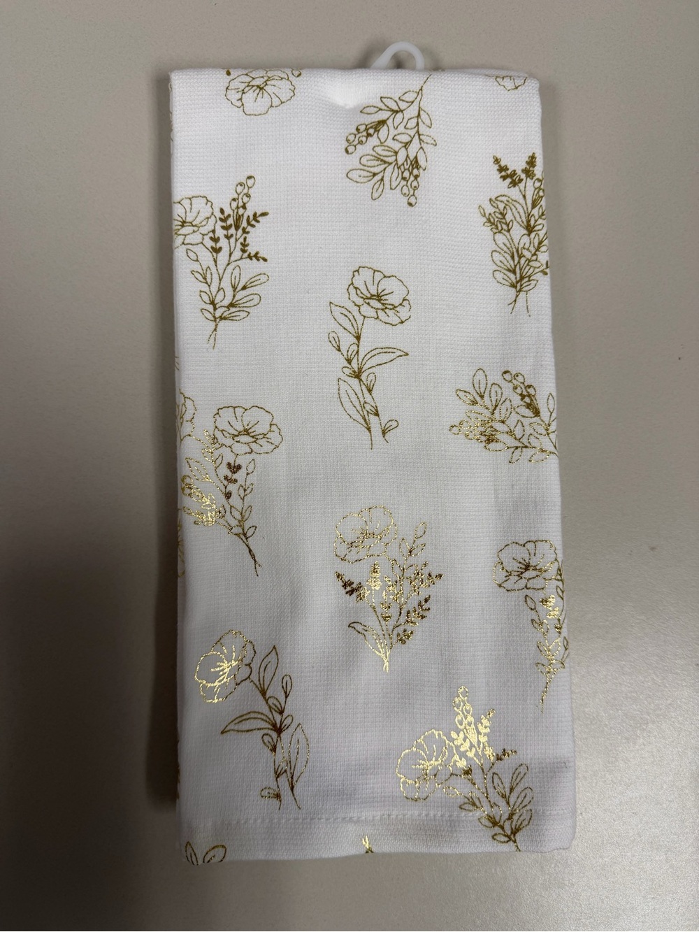 TKC White Metallic Gold Floral Tea Towels set of two